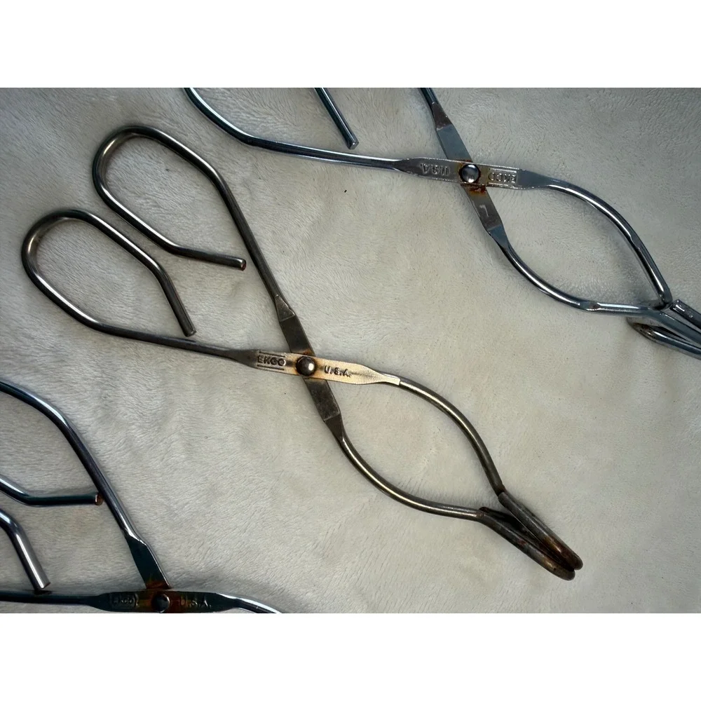 Vintage EKCO USA Tongs Set of 3 Chrome Steel Scissor Style